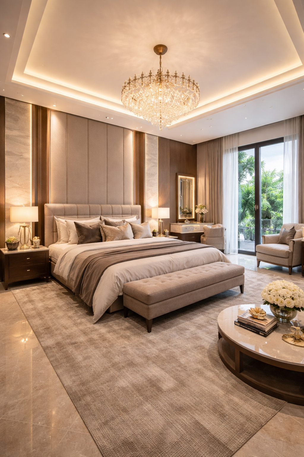 Elegant 3BHK Residence bedroom