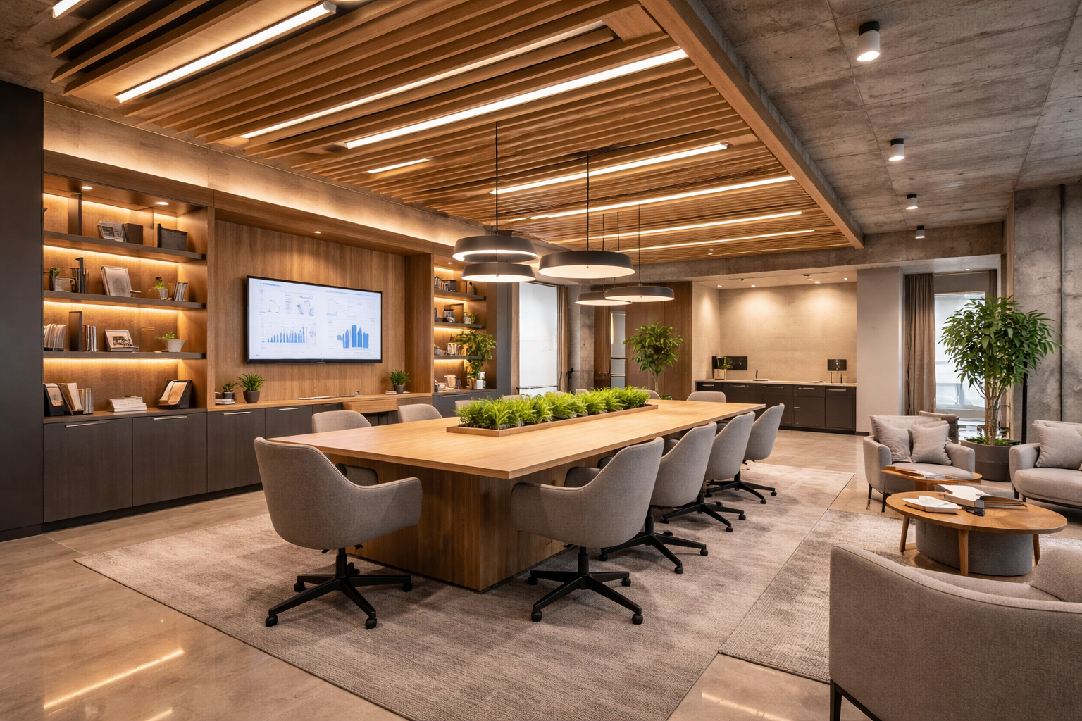 Contemporary Office Space collaboration zone